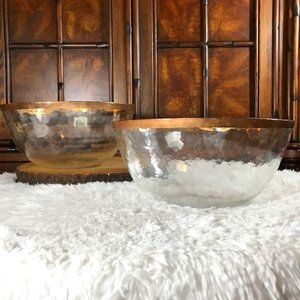 (Set of 2) 10 Strawberry Street Gold Rimmed Wavy Glass XL Bowls Made in Germany